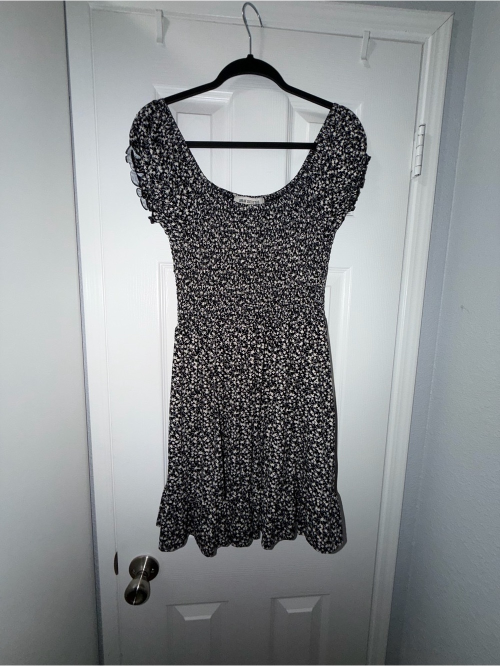 Urban Outfitters Black and White Floral Smocked Mini Dress
